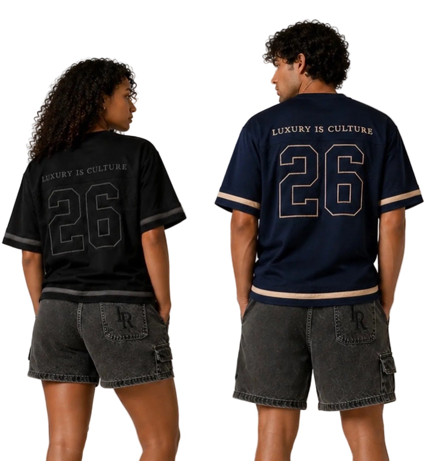 Jersey T-Shirt- Navy/Apricot
