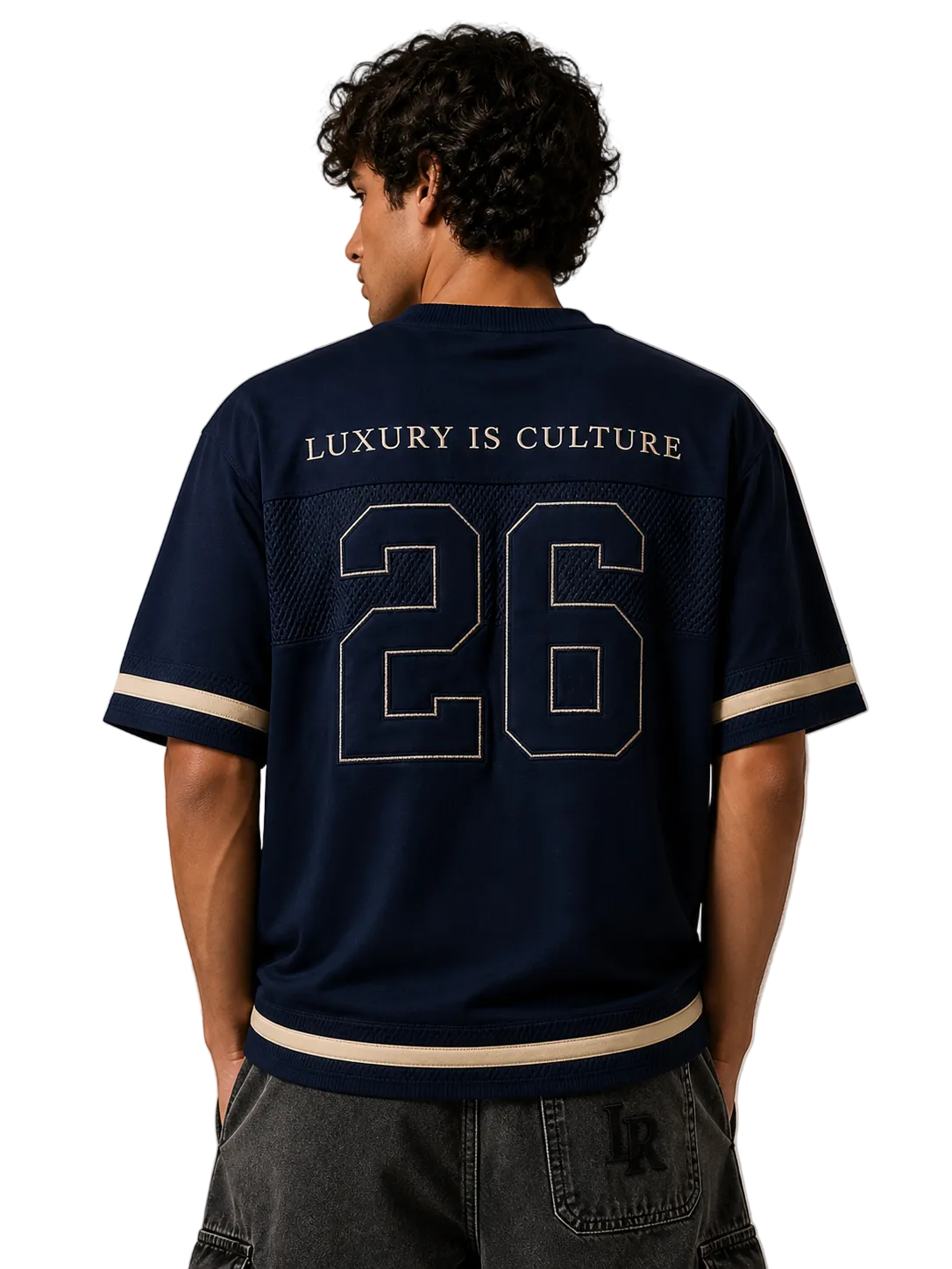 Jersey T-Shirt- Navy/Apricot