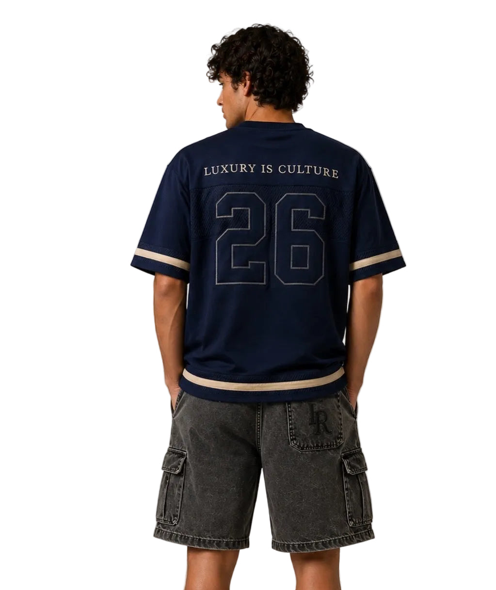 Jersey T-Shirt- Navy/Apricot